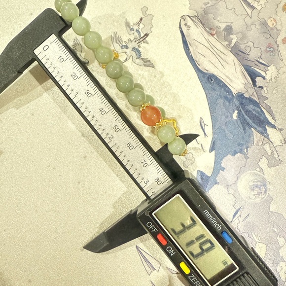 Designed Hetian Jade Beaded Bracelet with Nanhong Agate - Picture 5 of 5